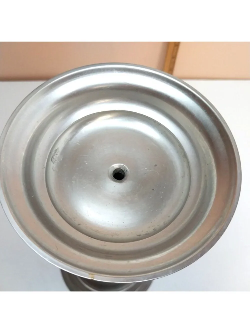 Vintage Silver Pillar Candle Holder Balustrade Polished Silver Metal 12